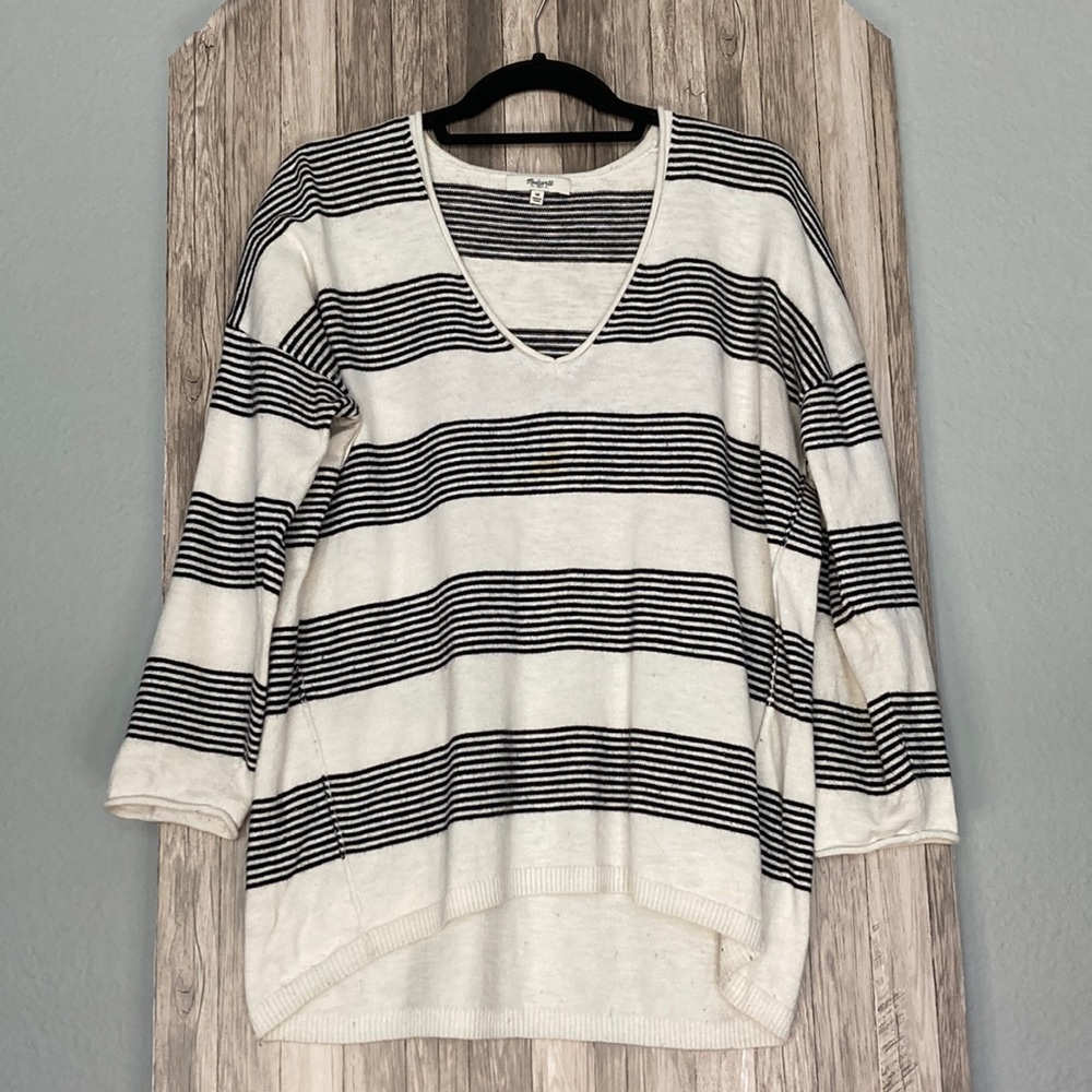 Madewell Long Sleeve Women's Sweater Black Stripes - Medium
